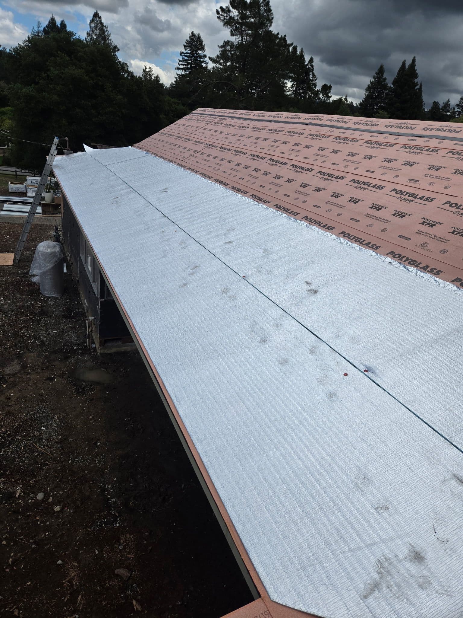 Metal Roof Install in Progress in Portola Valley