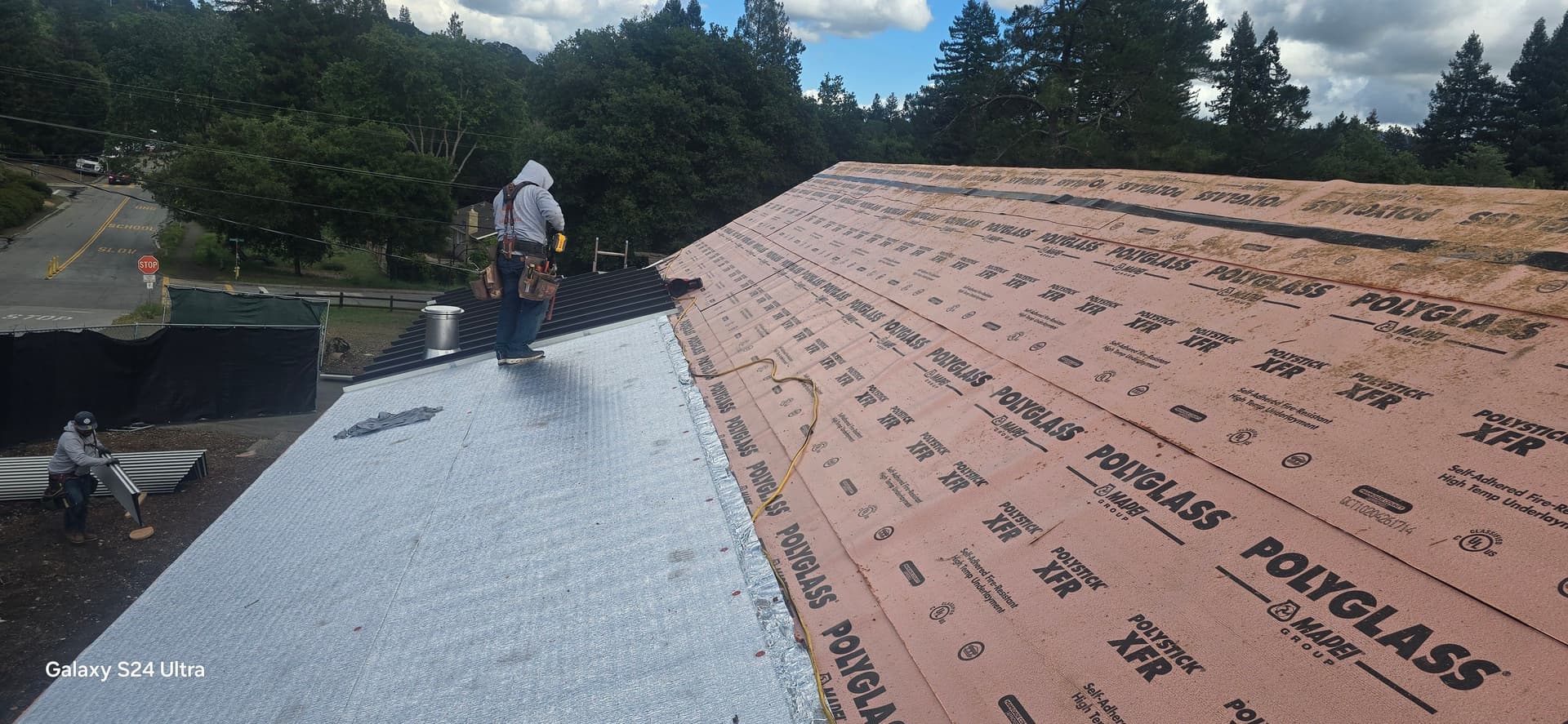 Metal Roof Install in Progress in Portola Valley